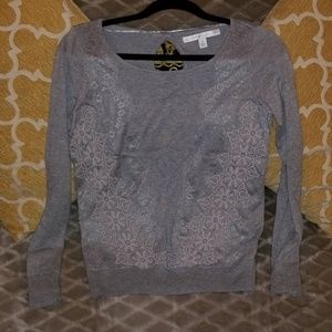 Lauren Conrad Light Gray Sweater with Lace Detail